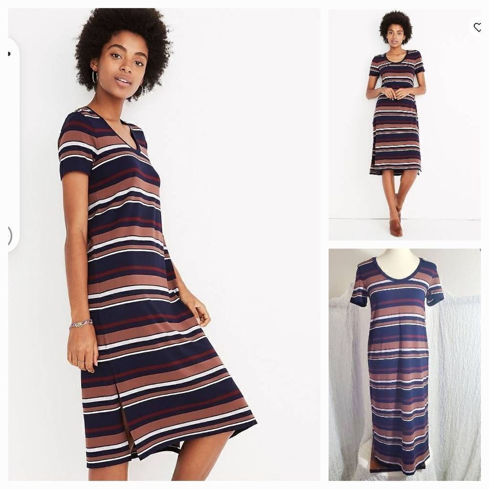 Madewell Nwt Striped U-Necktee Dress Size Small